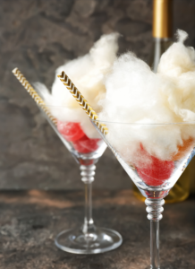 Cotton candy in Martini glass peach flavored